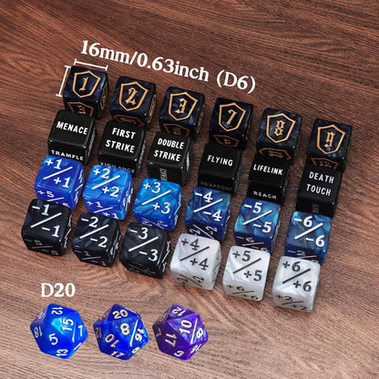 63 PCS MTG Dice Counters with Bulk Abilities Keywords Counters and MTG Life Counters, Dice Set for MTG, TCG and Card Games, Magic The Gathering Accessories