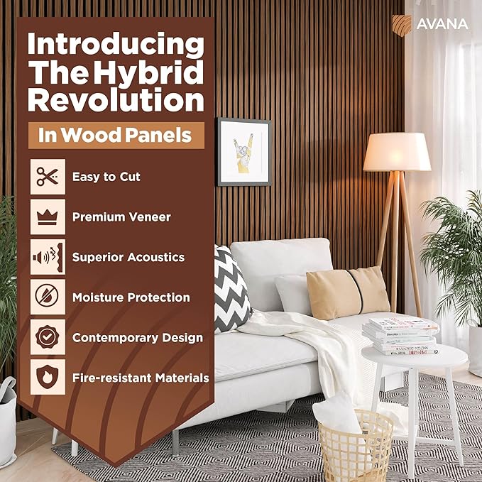 Avana Acoustic Wood Wall Panels – 94.4 x 12.6 Inch Rustic Walnut Acoustic