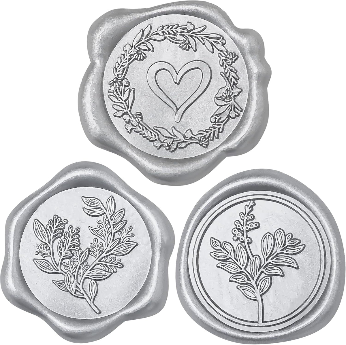 60 Pcs Silver Wax Seal Stickers Self-Adhesive Envelope Seals Stamp Stickers, Perfect for Wedding Invitations Seating Chart Christmas Gift Wrapping 3 Designs in 1 Pack