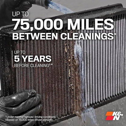 K&N High-Flow Original Lifetime Engine Air Filter: Increase Power: Premium, Washable: Compatible with 2013-2025 AUDI: A1, A3, Q2, Q3, TT, 33-3005