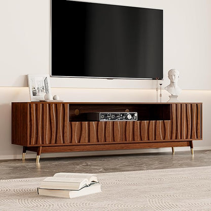 ATJafurn 78‘’ Brown Walnut Finish TV Stand