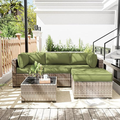 Patio Furniture Cushions, Replacement Outdoor Cushions for 4-Seat Patio Furniture, Waterproof Cushions for Outdoor Sectional Sofa Couch, Light Green