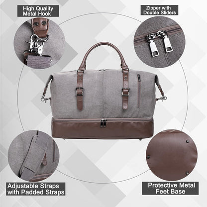 Weekender Overnight Bag Carry On Bag Travel Bag with Shoe Pouch