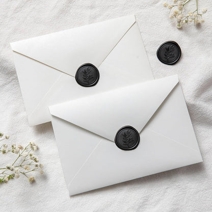PONATIA Black Wax Seal Stickers - Wedding Invitation Seal Stickers, 50 Pcs Self- Adhesive Wax Seals, Perfect for Invitation Cards, Envelopes Christmas Cards, Gift Wrapping, Party Menu Decor