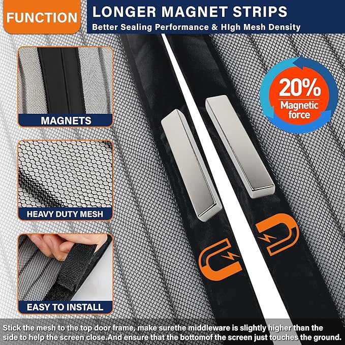 Magnetic Screen Door, Fit Door Size 48 x 80 Inches, Screen Doors