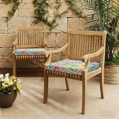 LVTXIII Outdoor Seat Cushions Set of 4 Square Corner Chair Cushions with Ties, Patio Chair Pads for Home Office and Patio Garden Furniture Decoration 19"x19"x2", Paisley Multi