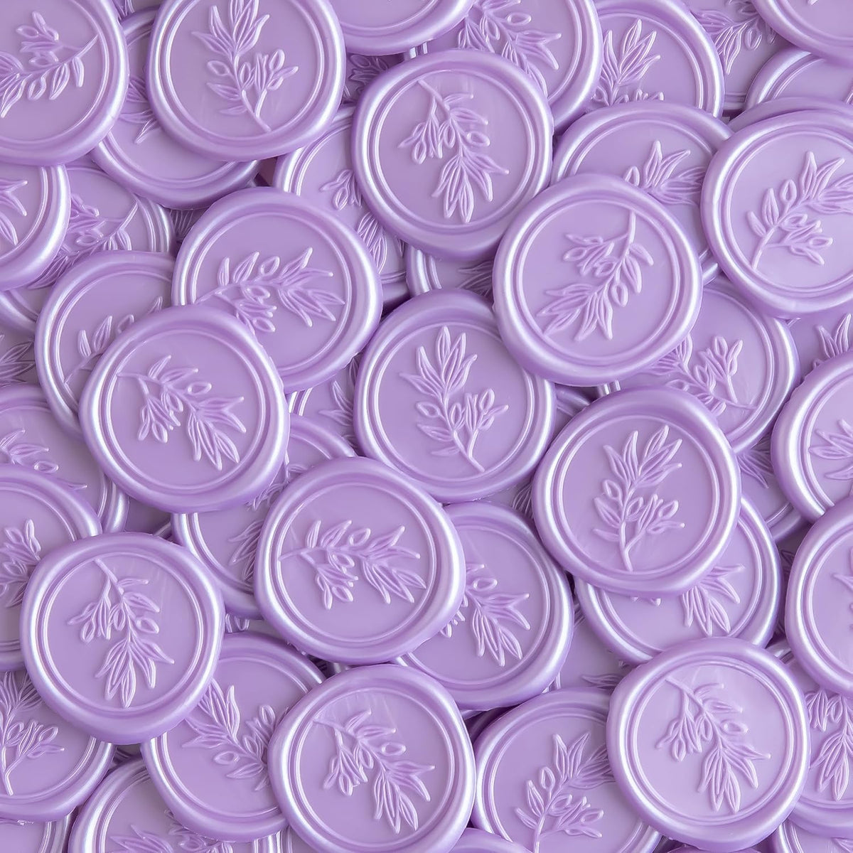 PONATIA Lilac Wax Seal Stickers - 50 Pcs Self- Adhesive Eucalyptus Wedding Seal Stickers, Perfect for Invitation Cards, Envelopes, Christmas Cards, Gift Wrapping, Party Menu Décor