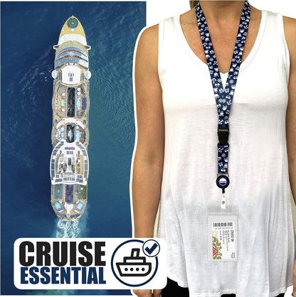 Carnival Cruise Luggage Tag Holders (4 Pack) & Lanyards (2 Pack), Large, Clear & Waterproof, Cruise Essentials 2025-2026 for Ship Cards & Baggage – Durable Travel Accessories (Blue)