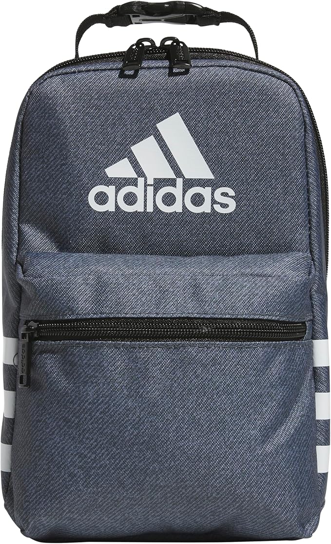 adidas Santiago Lunch Bag Cooler for Women and Men, Insulated Food Container Box with Mesh Pocket, Twill Onix Grey/Black/3.0, One Size