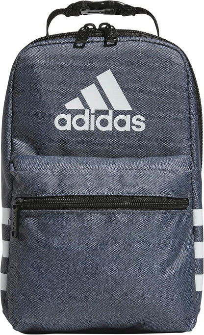adidas Santiago Lunch Bag Cooler for Women and Men, Insulated Food Container Box with Mesh Pocket, Twill Onix Grey/Black/3.0, One Size