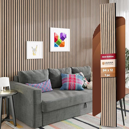 Avana Modern Acoustic Wood Wall Panels – 94.4 X 12.6 Inch White Oak Acoustic