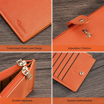 Travelambo RFID Wallet Women Large Size Bifold Multi Card Wallet Case with Zipper Pocke Credit Card Holder for Women