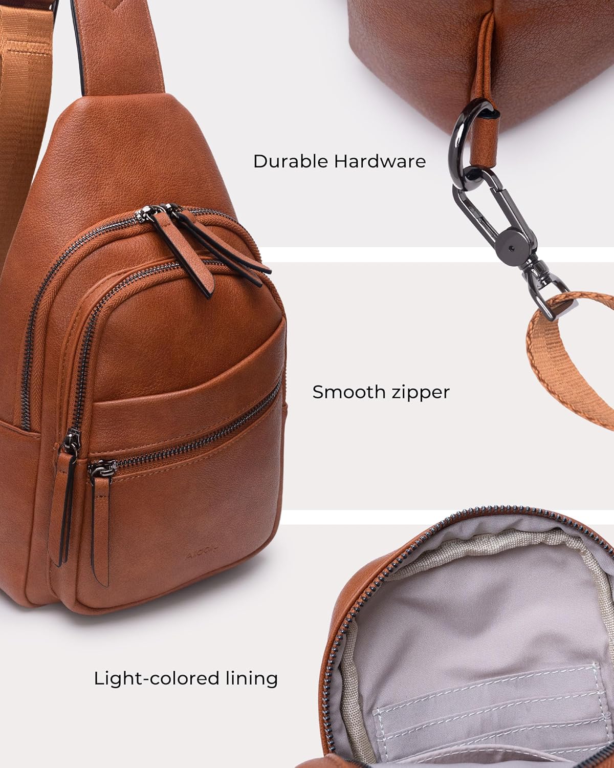 Alldaily Large Sling Bag for Women Crossbody Purse Leather Fashionable Trendy Chest Bag for Travel, Fanny Pack (Brown)