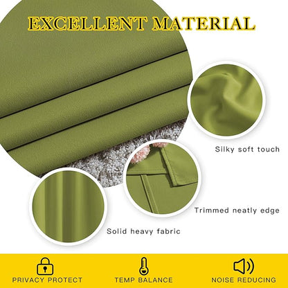 NICETOWN Room Darkening Doorway Curtains 80 inches Long for Bedroom - Grommet Light & Heat Blocking Window Treatments Sound Reducing Drapes for Living Room (2 Panels, W46 x L80, Fresh Green)