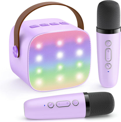 YLL Portable Karaoke Machine with 2 Wireless Mics, Kids Singing Toy for 3-10+ Years