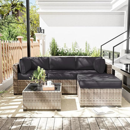 Patio Furniture Cushions, Replacement Outdoor Cushions for 4-Seat Patio Furniture, Waterproof Cushions for Outdoor Sectional Sofa Couch, Grey