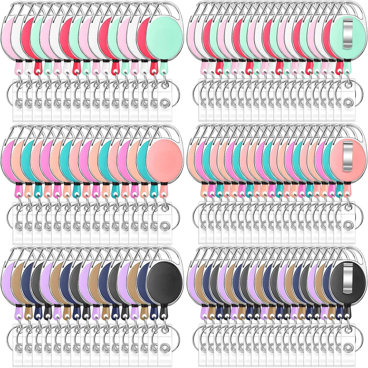 Honoson 40 Pcs Heavy Duty Retractable Badge Reels Batch ID Badge Holder Retractable Clip Bulk Key Holder with Ring for Office Worker Employee, Doctor Nurse Gifts (Vibrant Color)