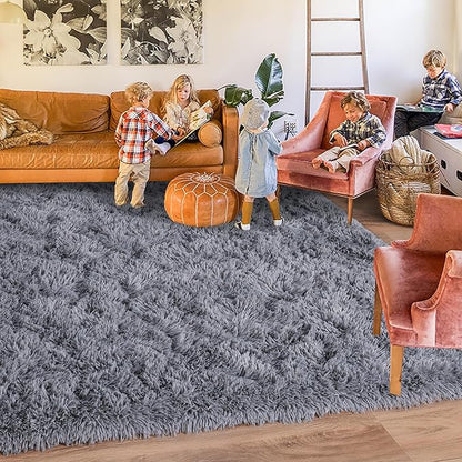 Rugs for Living Room 5x7, Soft Shaggy Modern Shag Area Rug for Bedroom, Upgrade Non-Slip Plush Fluffy Carpet for Kids Boys Girls Room Home Decor Aesthetic, Grey