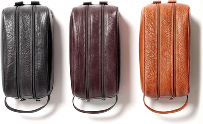 Leatherology Premium Espresso Double Zip Toiletry Bag