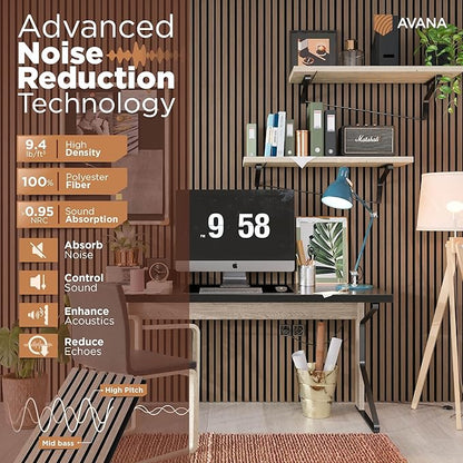 Avana Modern Acoustic Wood Wall Panels – 94.4 X 12.6 Inch Smoke Walnut Acoustic