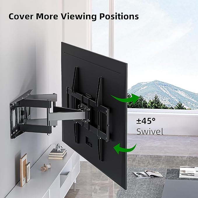 Full Motion TV Wall Mount for Most 37"-84" Flat Screen TV, Swivel or Tilt TV