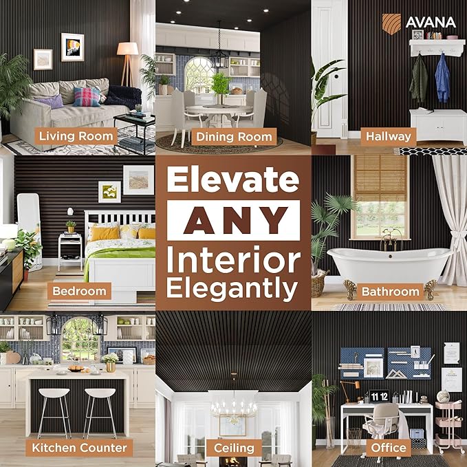 Avana Modern Acoustic Wood Wall Panels – 47.2 x 12.6 Inch Smoke Oak Acoustic