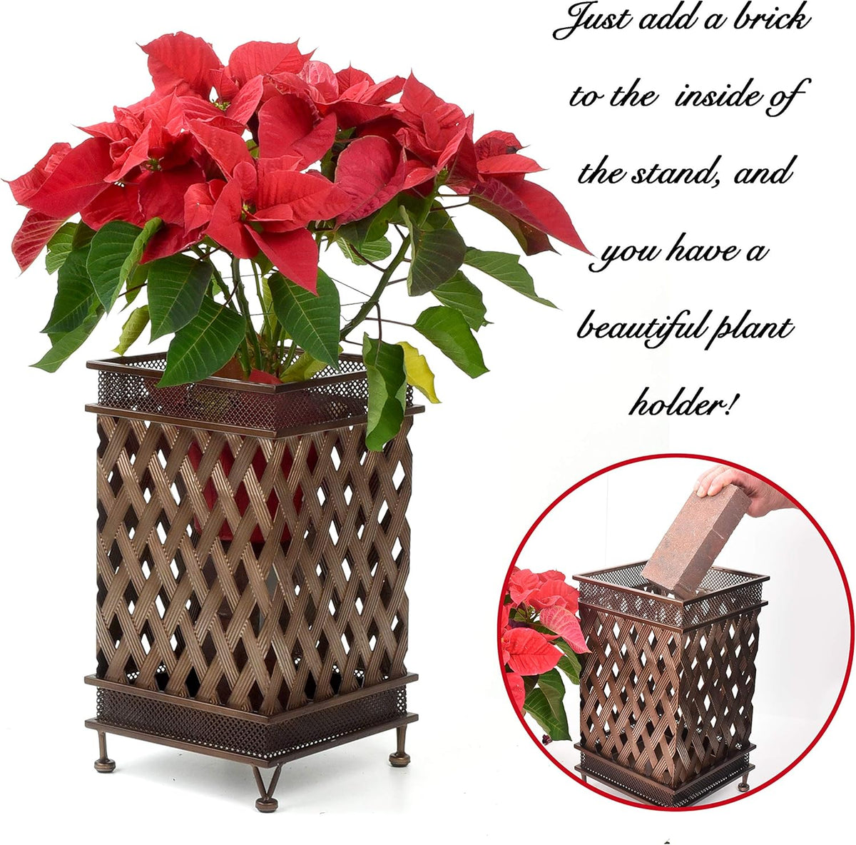 Dualplex Super Quality Umbrella Stand, Umbrella Holder, Antique Look Metal, Entry Hallway Décor, w/Removable Drip Tray. Home, Office Decoration Rack Holds Umbrellas Canes Walking Sticks (Square)