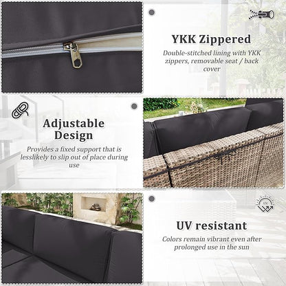 Patio Furniture Cushions, Replacement Outdoor Cushions for 4-Seat Patio Furniture, Waterproof Cushions for Outdoor Sectional Sofa Couch, Grey