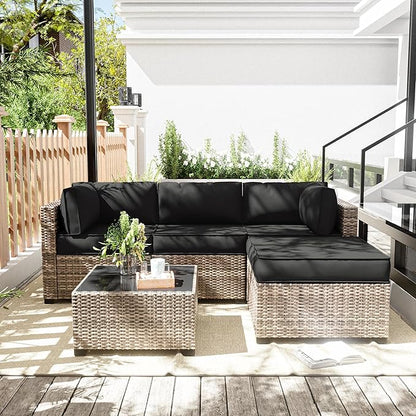 Patio Furniture Cushions, Replacement Outdoor Cushions for 4-Seat Patio Furniture, Waterproof Cushions for Outdoor Sectional Sofa Couch, Black