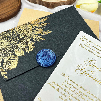 25Pcs Wax Seal Stickers Handmade Envelope Seals Self Adhesive Wax Stickers for Wedding Party Invitations, Envelope, Gift Wrap, Christmas(Rose Style, Blue)