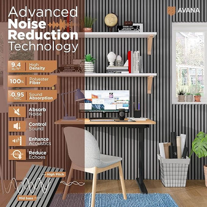 Avana Acoustic Wood Wall Panels – 94.4 x 12.6 Inch Gray Oak Acoustic Panels 4