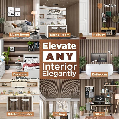 Avana Modern Acoustic Wood Wall Panels – 94.4 X 12.6 Inch Smoke Walnut Acoustic