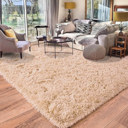 Rugs for Living Room 10x14, Soft Shaggy Modern Shag Area Rug for Bedroom, Upgrade Non-Slip Plush Fluffy Carpet for Kids Boys Girls Room Home Decor Aesthetic, Camel