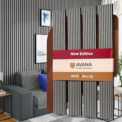 Avana Acoustic Wood Wall Panels – 94.4 x 12.6 Inch Gray Oak Acoustic Panels 4