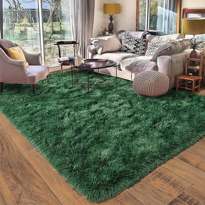 Rugs for Living Room 6x9, Soft Shaggy Modern Shag Area Rug for Bedroom, Upgrade Non-Slip Plush Fluffy Carpet for Kids Boys Girls Room Home Decor Aesthetic, Blackish Green