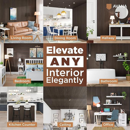 Avana Modern Acoustic Wood Wall Panels – 94.4x12.6 Inch Dark Walnut Acoustic