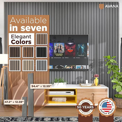 Avana Acoustic Wood Wall Panels – 94.4 x 12.6 Inch Gray Oak Acoustic Panels 4