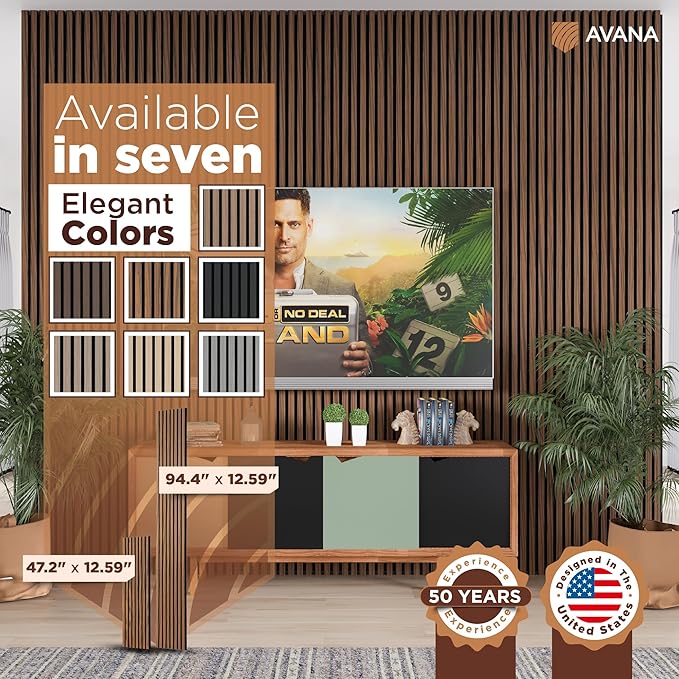 Avana Acoustic Wood Wall Panels – 94.4 x 12.6 Inch Rustic Walnut Acoustic