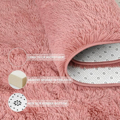 Tepook Super Soft Fluffy Rugs for Bedroom, Shag 5x8 Area Rugs for Living Room, Modern Shaggy Rug Fuzzy Carpets for Kids, Plush Indoor Nursery Home Decor Rug with Non-Slip Bottom, Blush