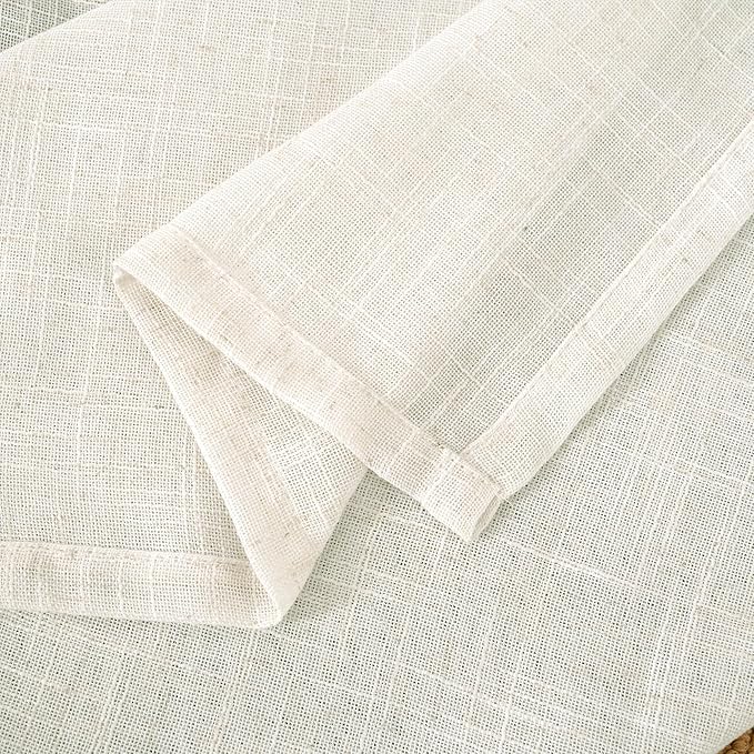 LAMIT 120 inch Semi Sheer Linen Curtains for Living Room, Cream Back Tab and Rod Pocket Curtains Light Filtering Country Rustic Neutral Drapes for Bedroom/Farmhouse, 2 Panels, 52 x 120 Inch