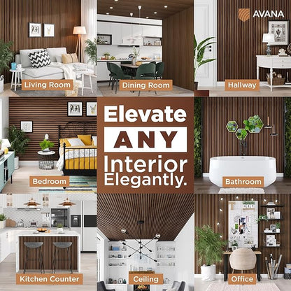 Avana Acoustic Wood Wall Panels – 94.4 x 12.6 Inch Rustic Walnut Acoustic