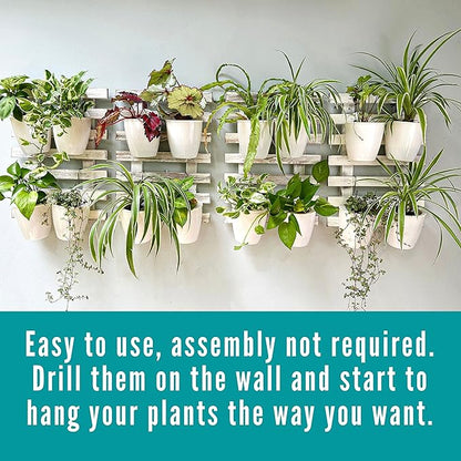 ShopLaLa Wooden Wall Planters - 2 Pack Wall Hanging Planters for Indoor Plants, White Rustic Wood Wall Mounted Flower Pot Holder Vertical Succulent Orchid Airplant Frame Display 15.7" (40cm)