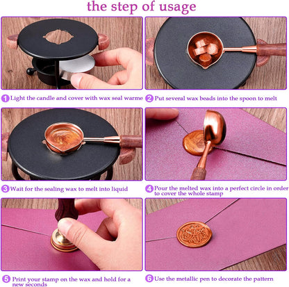 Wax Seal Stamp Kit, YIPLED 24 Colors 748 Pcs Sealing Wax Beads with Wax Seal Stamp, Tea Candles, Stamp Warmer, Melting Spoon, Envelopes and Metallic Pens, Wax Seal Kit for Birthday & Gift Decoration
