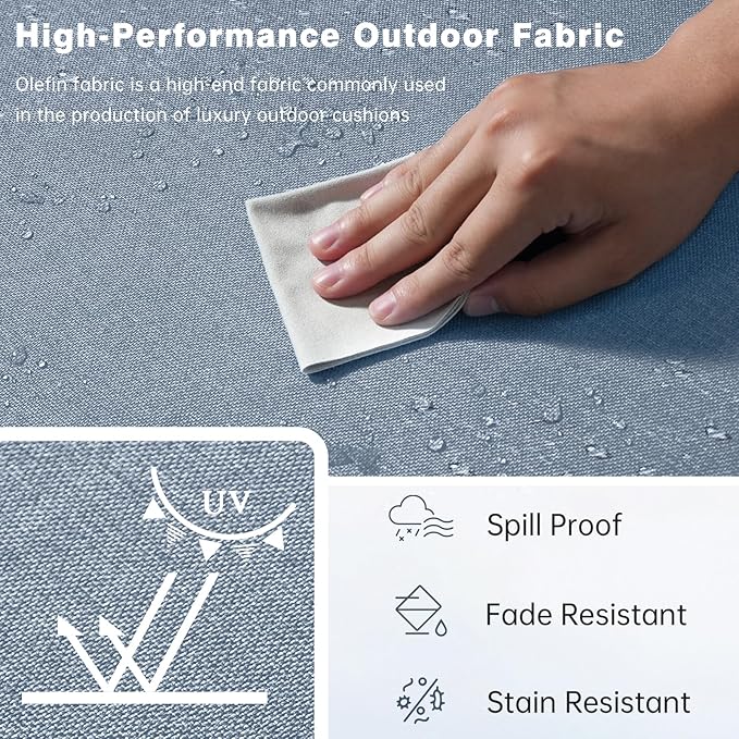 Belord Luxury 4" Thick Outdoor Cushion 2 Set - 22 x24 Inch 28D Sponge Filling Fade-Resistant Chair Cushion, Spill Proof Removable Patio Furniture Replacement Cushions for Sofa Bench Swing - Baby Blue
