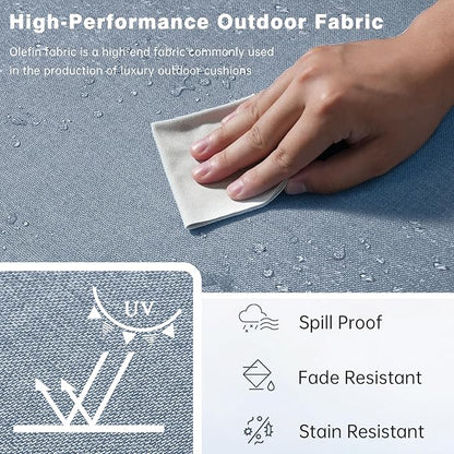 Belord Luxury 4" Thick Outdoor Cushion 2 Set - 22 x24 Inch 28D Sponge Filling Fade-Resistant Chair Cushion, Spill Proof Removable Patio Furniture Replacement Cushions for Sofa Bench Swing - Baby Blue