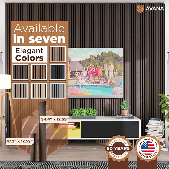 Avana Modern Acoustic Wood Wall Panels – 94.4x12.6 Inch Dark Walnut Acoustic