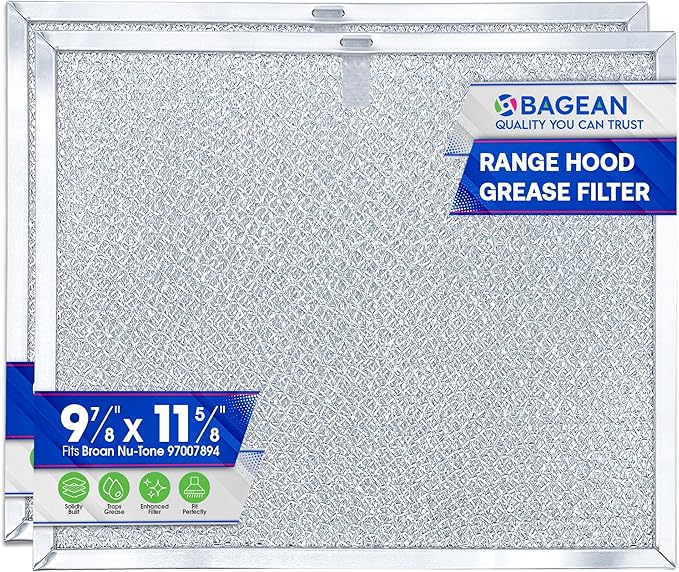 Bagean Stove Hood Vent Filters 9.9" x 11.7" 97007894 Compatible with Broan Range Hood Filter Replacement - Fit's Nutone Kitchen Exhaust Fan Filter Screen - Blocks Grease & Filters Oven Air (2-Pack)
