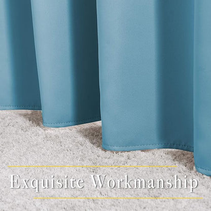 NICETOWN Blackout Small Curtains for Bedroom - Triple Weave Grommet Top Thermal Insulated Light Blocking Panels for Bathroom/Kitchen, Teal Blue, W34 x L50, Set of 2