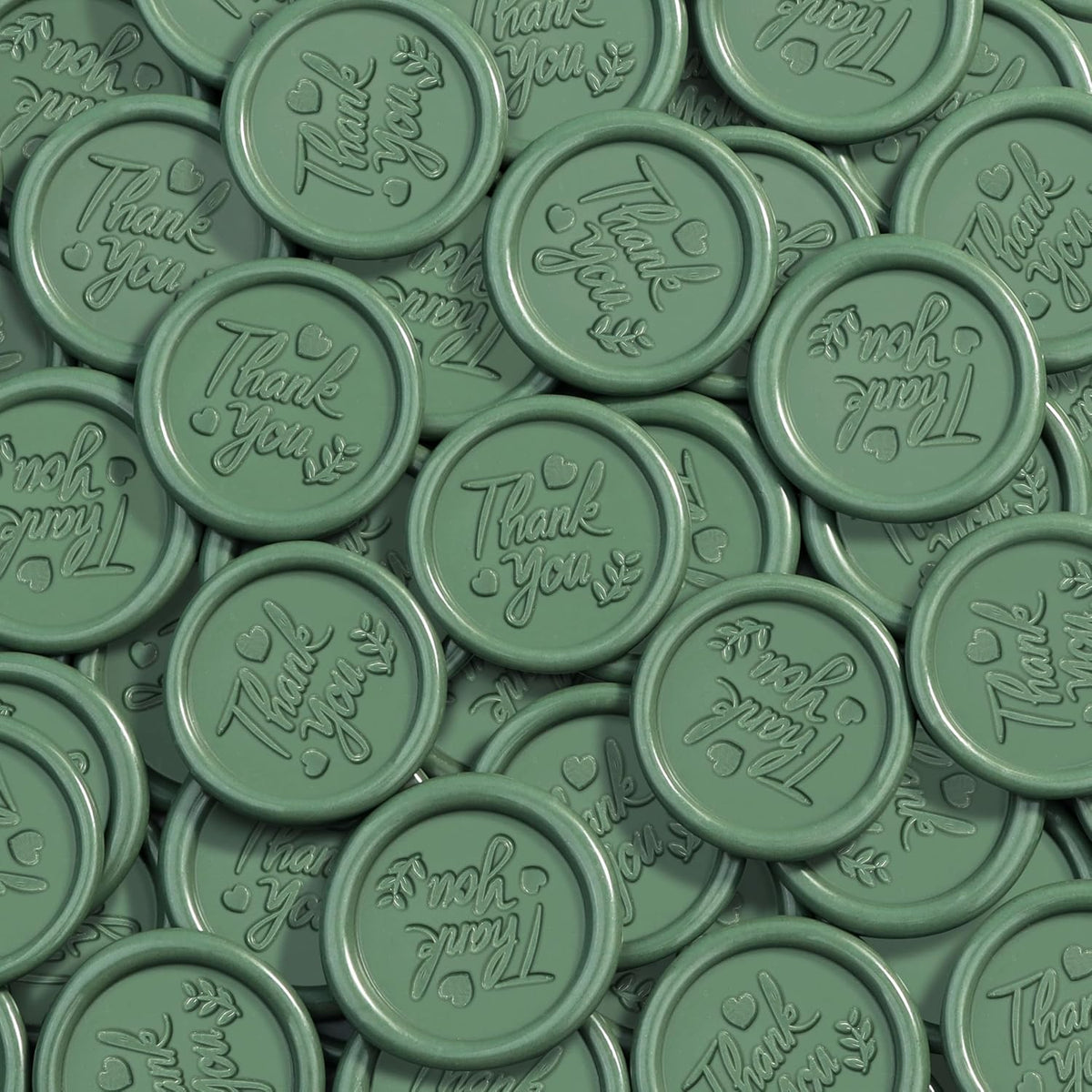 25 Pcs Handmade Wax Seal Stickers, Wedding Invitation Envelope Seal Stickers, Perfect for Invitation, Christmas, Gift Wrapping(Thank You Style, Olive Green Wax)