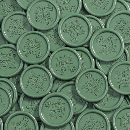 25 Pcs Handmade Wax Seal Stickers, Wedding Invitation Envelope Seal Stickers, Perfect for Invitation, Christmas, Gift Wrapping(Thank You Style, Olive Green Wax)